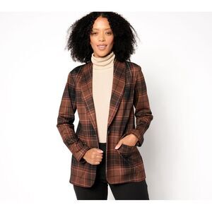 Susan Graver Women's Top Plus Sz 1X Tailored by Reg Printed Ponte Black A654248